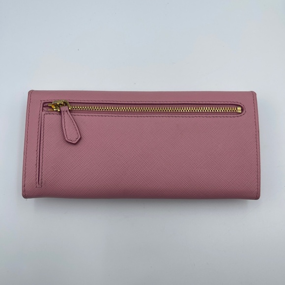 Prada Long leather Wallet in Peonia Saffiano Metal Pink Metallic w/ card holder - Picture 10 of 16